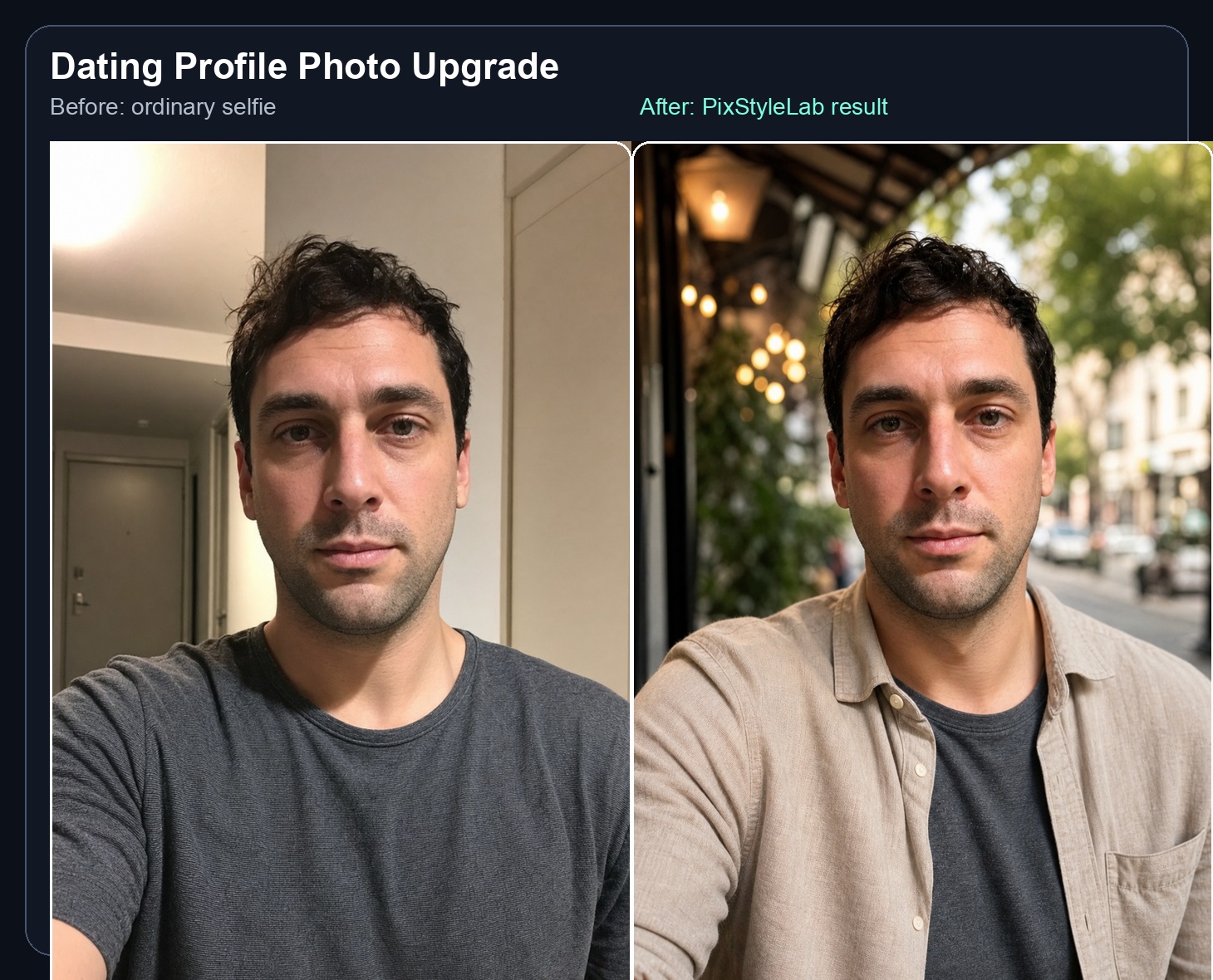 Before and after dating profile photo upgrade example example